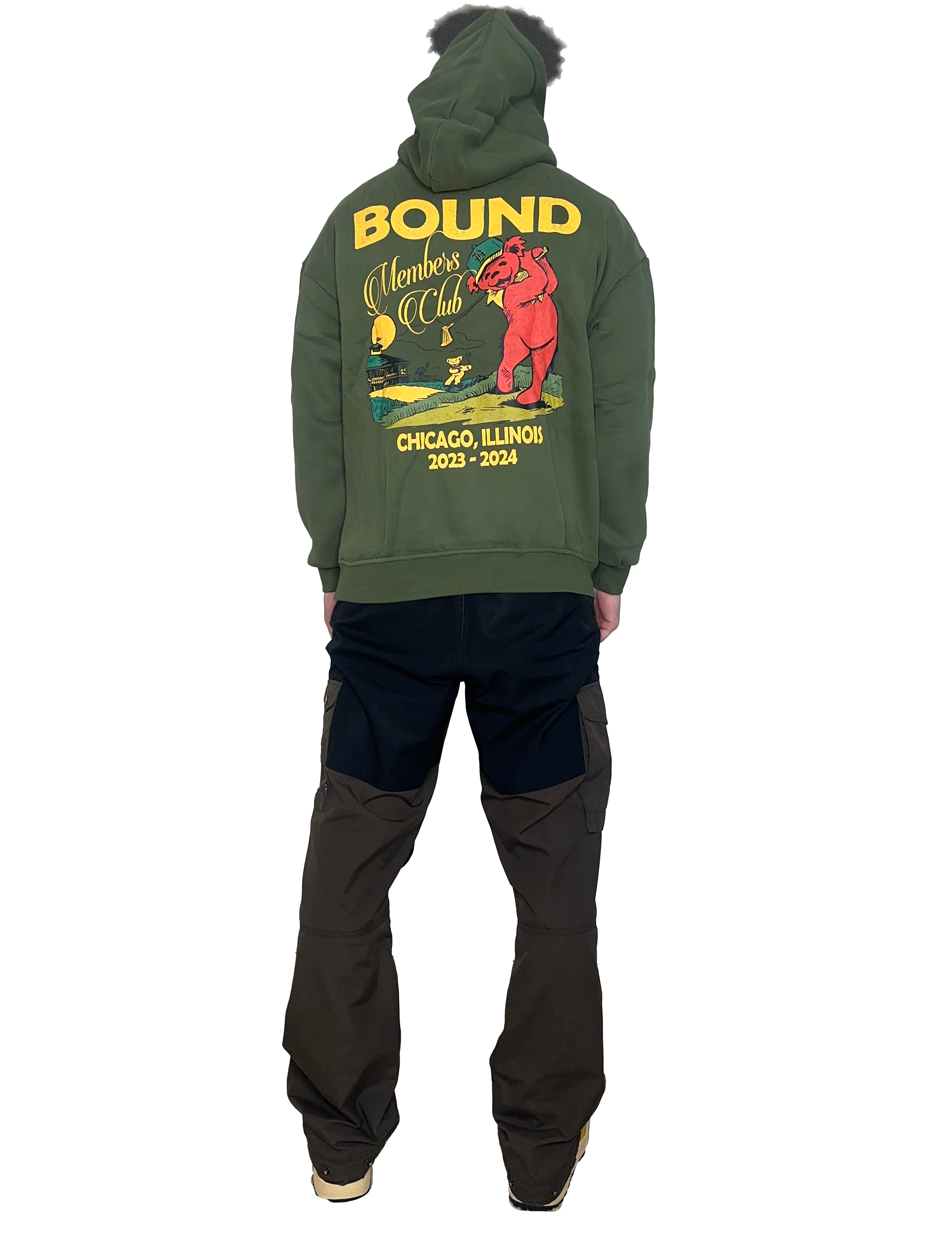 Bound Vintage Bear Hoodie Olive